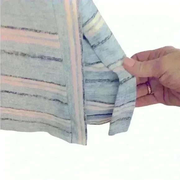 T by Talbots Midi Dress Size MP Drawstring Waist Blue Stripes Knit Stretch - Picture 4 of 10